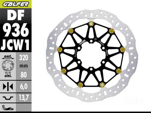 BMW S1000R Front Brake 320x6mm Billet Floating Floatech Rotor (2021+) (GLF-DF936JCW1G03-B)