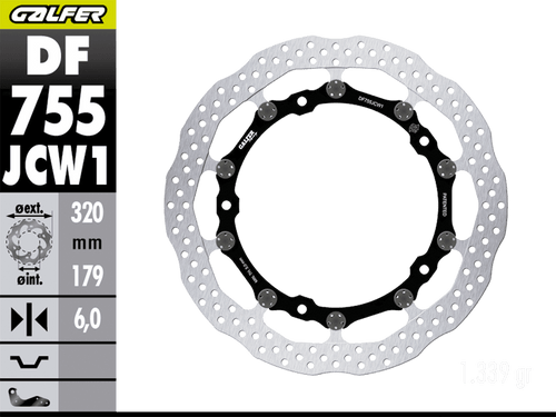 Galfer BMW S1000RR Front Brake 320x6mm Billet Floating Floatech Rotor (09-19) (GLF-DF755JCW1G03)