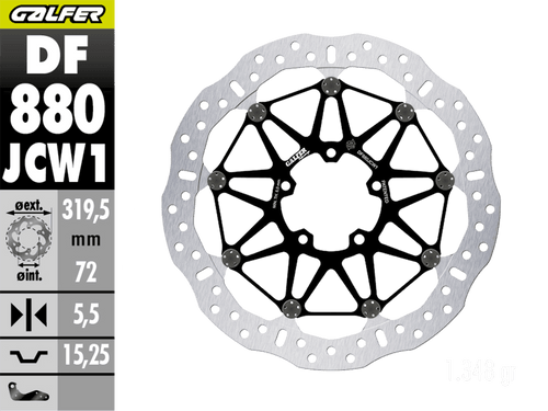 Galfer Ducati Desmosedici RR Front Brake 320x5.5mm Billet Floating Floatech Rotor (GLF-DF880JCW1G03-D)