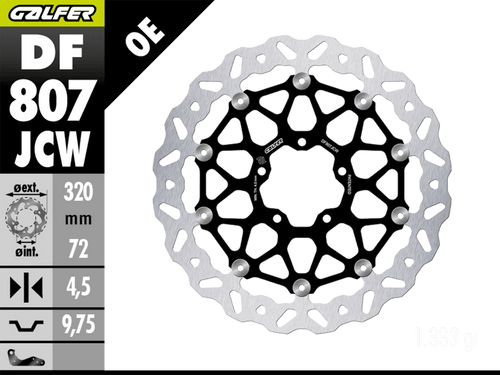 Galfer Ducati Multistrada V4 Front Brake 320mm Billet Floating Floatech Rotor