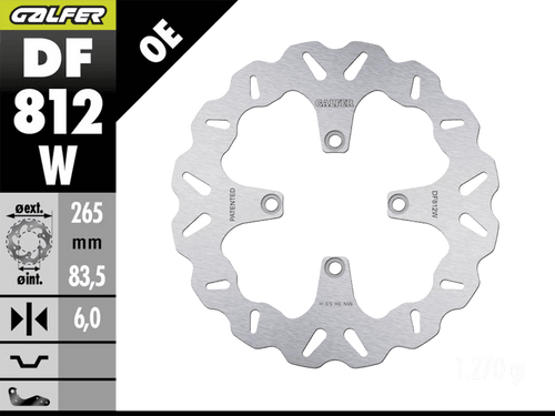 Galfer Ducati Multistrada 1260/1200 Rear Brake Wave Rotor (2015+) (GLF-DF812W-A)