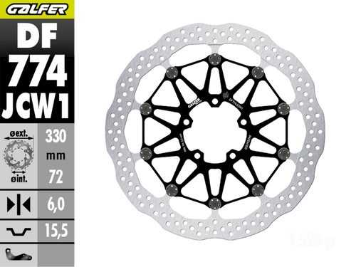 Galfer Ducati Panigale V4 Front Brake 330x6mm Billet Floating Floatech Rotor (GLF-DF774JCW1G03)