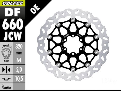 Galfer Ducati Paul Smart / Sport 1000 Front Brake 320mm Billet Floating Floatech Rotor
