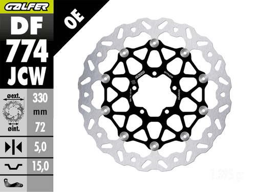 Galfer Ducati Streetfighter V4 Front Brake 330mm Billet Floating Floatech Rotor (GLF-DF774JCW-C)