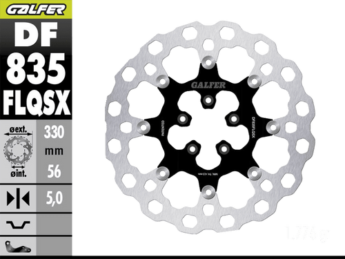 Galfer Harley Davidson Dyna Wide Glide Front Brake 330mm Floating Cubiq Rotor (10-17) (GLF-DF835FLQSX-B)