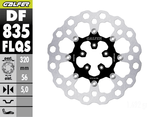 Galfer Harley Davidson Fat Boy 107/114/117 Front Brake 320mm Floating Cubiq Rotor (GLF-DF835FLQS-A)
