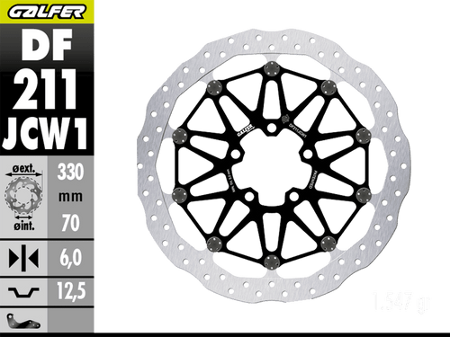 Galfer Kawasaki Ninja ZX-10RR Front Brake 330x6mm Billet Floating Floatech Wave Rotor (2017+) (GLF-DF211JCW1G03)