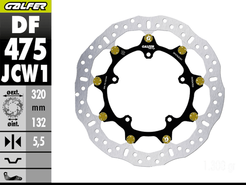 Galfer Yamaha R1 /M Front Brake 320x5.5mm Billet Floating Floatech Rotor (2015+) (GLF-DF475JCW1G03-A)