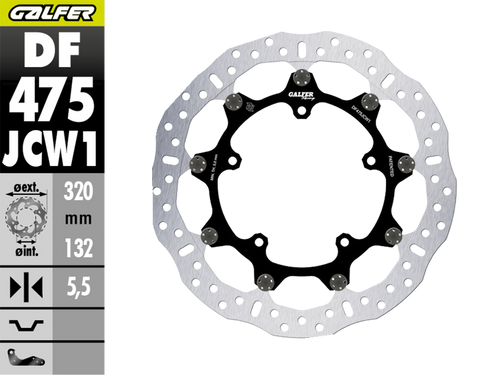Galfer Yamaha R6 Front Brake 320x5.5mm Billet Floating Floatech Rotor (2017+) (GLF-DF475JCW1G03)