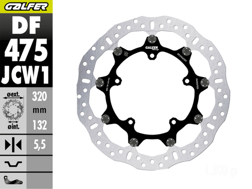 Galfer Yamaha R9 Front Brake 320x5.5mm Billet Floating Floatech Rotor (GLF-DF475JCW1G03-B)