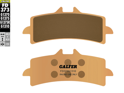 Galfer Racing Motorcycle Brake Pads Kawasaki ZX-10R /RR (2016+) - Front (2/pc) (FD373G1310-E)
Fitment
OEM Brembo M4, M50, GP4-RS, Stylema, GP4-RX, GP4-MS
Aprilia RSV4 1000 ABS (2009-2014)
Aprilia RSV4 1000 Factory (2009-2011)
Aprilia RSV4 1000 Factory APRC ABS (2014-2016)
Aprilia RSV4 1100 (non-Factory) (2019-2024)
Aprilia RSV4 1100 Factory (2019-2024)
Ducati 848 EVO (2011-2012)
Ducati 1098 (2007-2010)
Ducati 1098/S Streetfighter (2009-2014)
Ducati 1198 S/SP (2009-2013)
Ducati Streetfighter V2 (2025)
Ducati Hypermotard 1100/SP/EVO (2007-2013)
Ducati Panigale 1199 (2012-2015)
Ducati Panigale 1299 (2015+)
Ducati Panigale V2 (2025)
Ducati Panigale V4 (2018-2024)
Ducati Panigale V4 S (2018-2024)
Ducati Panigale V4 R (2019+)
Ducati Monster V2
Honda CBR 1000 RR-R Fireblade SP/SP2 (2023+) (Brembo)
Kawasaki Ninja H2 (2015+)
Kawasaki Ninja ZX-10R (2016+)
Kawasaki ZH2 SE 1000 (2021+)
KTM Duke 690/R (2014-2017)
KTM RC8 1190 (2008-2015)
KTM RC8 C 890
KTM RC-R Track 990 (2025+)
KTM SuperDuke 1290/R (2014+)
MV Agusta F4 (2012+)
MV Agusta F4 (2008-2011)
Suzuki GSX-R 600 / 750 (2011+)
Suzuki GSX-R 1000 (2012+)
Suzuki GSX-R 1000 R (17-19)
Suzuki GSX-S 1000GT /GT+
Suzuki Hayabusa (2013+)
Yamaha R1 (2025+)
Yamaha R9 (2025+)
Equivalent to SBS 841
Equivalent to Vesrah VD-9031
Equivalent to EBC FA447
Equivalent to WRP 7441