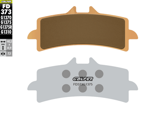 Galfer Sinter Street/Trackday "Brembo Stylema" Brake Pads - Front (2/pc) (FD373G1375-A)
Fitment
OEM Brembo M4, M50, GP4-RS, Stylema, GP4-RX, GP4-MS
Aprilia RSV4 1000 ABS (2009-2014)
Aprilia RSV4 1000 Factory (2009-2011)
Aprilia RSV4 1000 Factory APRC ABS (2014-2016)
Aprilia RSV4 1100 (non-Factory) (2019-2024)
Aprilia RSV4 1100 Factory (2019-2024)
Ducati 848 EVO (2011-2012)
Ducati 1098 (2007-2010)
Ducati 1098/S Streetfighter (2009-2014)
Ducati 1198 S/SP (2009-2013)
Ducati Streetfighter V2 (2025)
Ducati Hypermotard 1100/SP/EVO (2007-2013)
Ducati Panigale 1199 (2012-2015)
Ducati Panigale 1299 (2015+)
Ducati Panigale V2 (2025)
Ducati Panigale V4 (2018-2024)
Ducati Panigale V4 S (2018-2024)
Ducati Panigale V4 R (2019+)
Ducati Monster V2
Honda CBR 1000 RR-R Fireblade SP/SP2 (2023+) (Brembo)
Kawasaki Ninja H2 (2015+)
Kawasaki Ninja ZX-10R (2016+)
Kawasaki ZH2 SE 1000 (2021+)
KTM Duke 690/R (2014-2017)
KTM RC8 1190 (2008-2015)
KTM RC8 C 890
KTM RC-R Track 990 (2025+)
KTM SuperDuke 1290/R (2014+)
MV Agusta F4 (2012+)
MV Agusta F4 (2008-2011)
Suzuki GSX-R 600 / 750 (2011+)
Suzuki GSX-R 1000 (2012+)
Suzuki GSX-R 1000 R (17-19)
Suzuki GSX-S 1000GT /GT+
Suzuki Hayabusa (2013+)
Yamaha R1 (2025+)
Yamaha R9 (2025+)
Equivalent to SBS 841
Equivalent to Vesrah VD-9031
Equivalent to EBC FA447
Equivalent to WRP 7441
