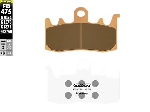 Galfer Sinter Trackday Brake Pads Aprilia RS 660 - Front (2/pc) (FD475G1375R-A)
Fitment
Aprilia Tuono V4/R (2014-2016)
Aprilia RS660
BMW rNineT (2014+)
Ducati Monster 797 (2017+)
Ducati Monster 937 (non-SP)
Ducati Hypermotard 800/SP (2013+)
Ducati Scrambler 800 (2015+)
Ducati Monster 821 (2014+)
Ducati Hypermotard 939/SP (2016+)
Ducati Hypermotard 950/SP
Ducati Supersport 939 (2017+)
Ducati 899 Panigale (2014-2015)
Ducati 959 Panigale (2016+)
Ducati V2 Panigale (2020-2024)
Ducati Scrambler 1100 (2018+)
Ducati Monster 1200 (2014+)
Husqvarna 701 Supermoto (2021+)
Kawasaki ZH2 1000 (2020+)
KTM 690 SMC R (2021+)
MV Agusta 800 Rivale / Stradale (2013+)
Triumph Street Triple 765R (2017+) (does not fit S or RS) 
Equivalent to SBS 900RST
Equivalent to WRP 7500F0R
Equivalent to Vesrah VD-9070
Equivalent to EBC FA630