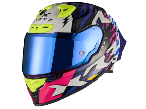 Nexx X.R3R Helmet Carbon Ziger Purple / Blue (+iridium blue visor)