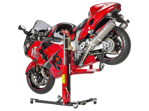 abba Sky Lift can angle the bike and the stand can be rolled anywhere with the bike on it.