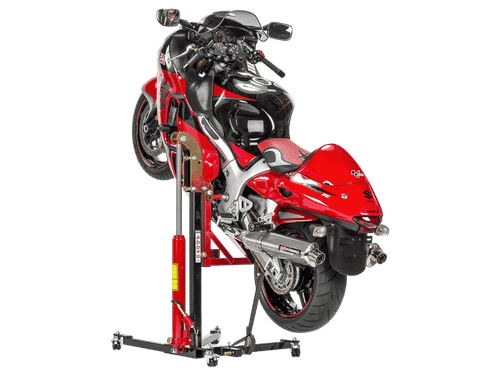 abba Sky Lift can angle the bike and the stand can be rolled anywhere with the bike on it.