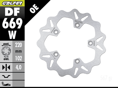 Galfer Aprilia RS 457 Rear Brake Wave Rotor (DF669W)