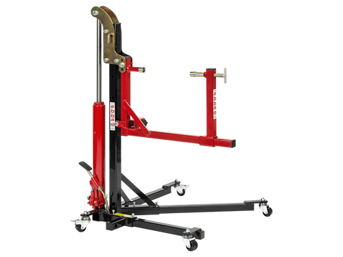 abba Sky Lift is the strongest motorcycle center lift stand capable of raising the bike up 3 or 4 off the ground from its swingarm pivot on the frame via a 3 ton hydraulic pump.