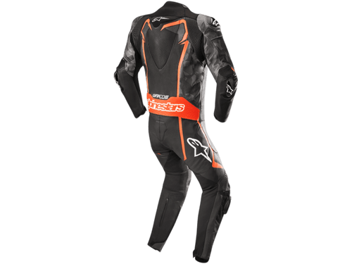 Alpinestars GP Plus V2 Leather Race Suit (Black Camo / Red Fluo)