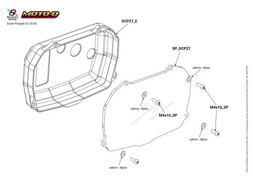 Bonamici Dashboard Display Crash Protector Ducati Panigale V2 /S (2025+) Schematic
