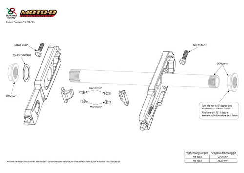 Bonamici Ducati Panigale V2 /S Chain Adjuster Install Schematic