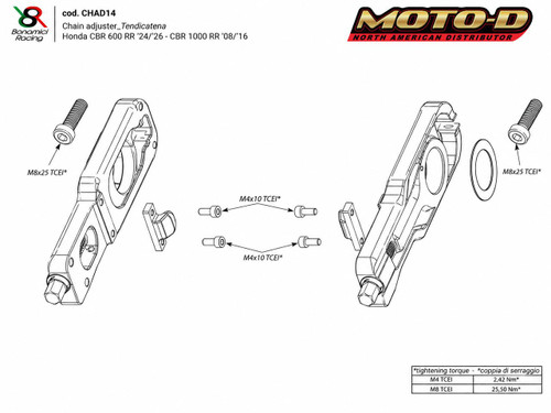 Bonamici Honda CBR 600RR Chain Adjuster (2024+) (Red)