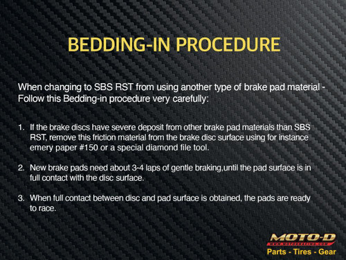 Bed In Procedure for SBS Race Sinter 841 Brake Pads