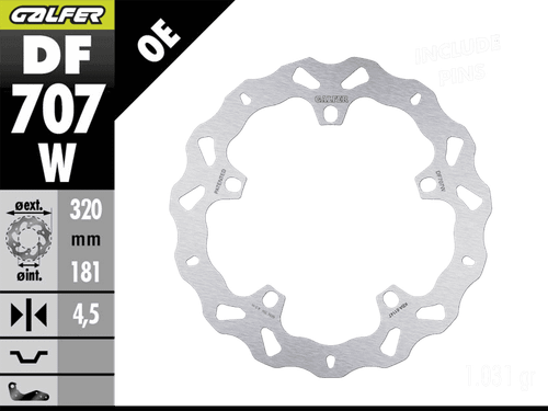 Galfer BMW S1000RR Front Brake 320mm Floating Rotor (2020+) (5-Bolt/Cast Rim) (DF707W)
