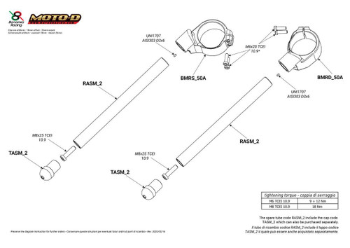 Bonamici Triumph Daytona 660 Clip-Ons (2024+) (Riser) (50mm) Schematic
