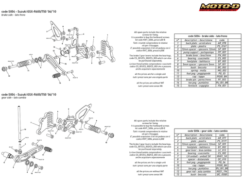 Bonamici Suzuki GSX-R 600 / 750 Rearsets (06-10)