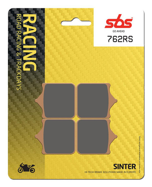 SBS Racing Sinter "Racing" Brake Pads 762 RS - Front
Fitment
Aprilia RSV 1000 Mille/R/Pista/Nera (2001-2007)
Ducati 748 S/R (2001-2002)
Ducati 749 S/R (2003-2007)
Ducati 996 R (2001+)
Ducati 998 R (2002+)
Ducati 999 S/R (2003-2007)
Husqvarna 701 Supermoto (All Years)
KTM 690 SMC R (All Years)
MV Agusta F4 R 1000 (2006-2007)
Brembo P4.34 Radial 4-Piston Calipers
Discacciati FDRT100 Radial 4-Piston Calipers (100MM)
Discacciati FDRT108 Radial 4-Piston Calipers (108MM)
Equivalent to Galfer 262
Equivalent to Vesrah VD-986
Equivalent to EBC FA322 
Same as WRP 7362 F0R