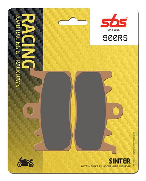 SBS Racing Sinter "Racing" Brake Pads 900 RS - Front
Fitment
Same as WRP 7500 F9R
Aprilia Tuono V4/R (2014-2016)
Aprilia RS660
BMW rNineT (2014+)
Ducati Monster 797 (2017+)
Ducati Monster 937 (non-SP)
Ducati Hypermotard 800/SP (2013+)
Ducati Scrambler 800 (2015+)
Ducati Monster 821 (2014+)
Ducati Hypermotard 939/SP (2016+)
Ducati Hypermotard 950/SP
Ducati Supersport 939 (2017+)
Ducati 899 Panigale (2014-2015)
Ducati 959 Panigale (2016+)
Ducati V2 Panigale (2020-2024)
Ducati Scrambler 1100 (2018+)
Ducati Monster 1200 (2014+)
Kawasaki ZH2 1000 (2020+)
MV Agusta 800 Rivale / Stradale (2013+)
Triumph Street Triple 765R (2017+) (does not fit S or RS) 
Equivalent to Galfer 475
Equivalent to Vesrah VD-9070
Equivalent to EBC FA630