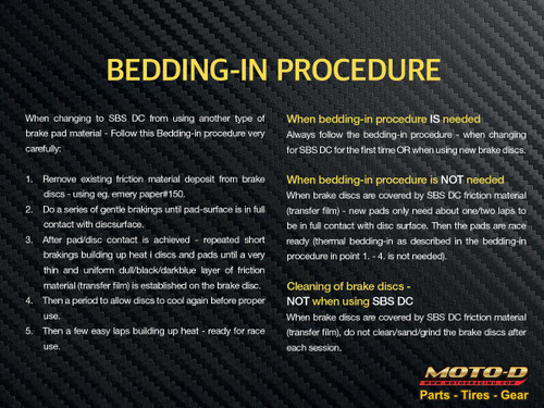 Bed in Procedure SBS Dual Carbon 841 Brake Pads