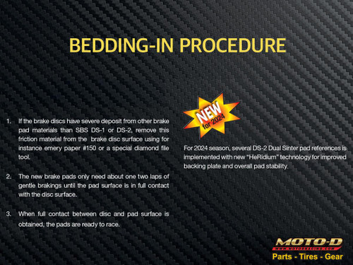 Bed in Procedure SBS Dual Sinter 900 Brake Pads