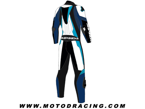 Spidi "Sport Warrior Pro" Perforated Motorcycle Racing Leather Suit White/Blue