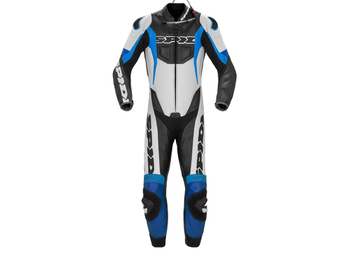 Spidi Sport Warrior Pro Perforated Motorcycle Racing Leather Suit White/Blue