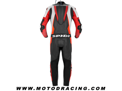 Spidi "Sport Warrior Pro" Perforated Motorcycle Racing Leather Suit Black/Red