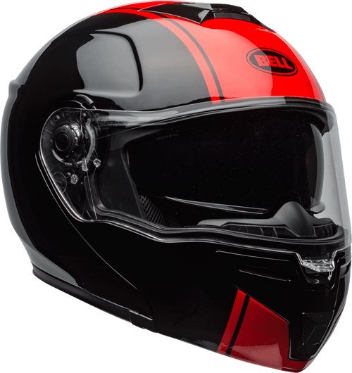 Bell "SRT" Modular Motorcycle Helmet Ribbon Gloss Black/Red available at motodracing