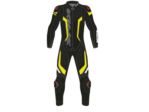 Spidi "Laser Pro Perforated" Motorcycle Leather Racing Suit Black/Neon