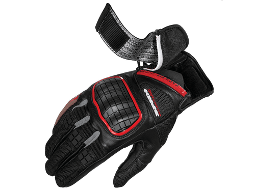 Spidi X-Force Motorcycle Summer Touring Gloves Black / Red Zipper