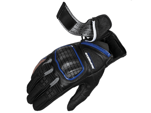 Spidi X-Force Motorcycle Summer Touring Gloves Black / Blue Zipper