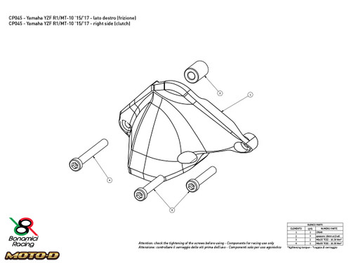 Bonamici Yamaha MT-10 Case Savers (2016+) (3-Piece Kit)