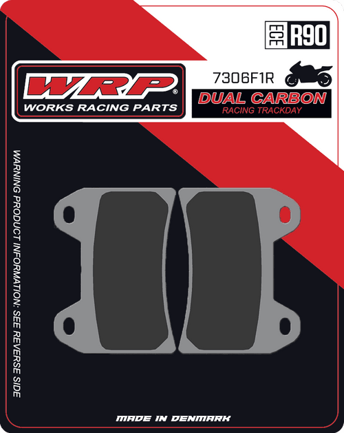 WRP Brake Pads Dual Carbon Racing / Trackday 7306 F1R - Front (2/pc)
Fitment
Same as SBS 706 DC
Aprilia RS 250 (1997-2002)
Aprilia RSV 1000 Mille (1997-2001)
BMW R 1200 Nine-T (2016+)
Ducati 748 S/R/SPS (1998-2002)
Ducati 848 (2008-2010) / Streetfighter 848 (2012-2015)
Ducati Monster 696 (2008-2012)
Ducati Monster 796 (2011-2014)
Ducati Monster 1100 (2009-2013)
Ducati Multistrada 1100/1200 (2007-2014)
KTM Duke 790
MV Agusta 675 F3 (2011-2014) / 675 Brutale (2012-2015)
MV Agusta 800 / 1090 Brutale (2013+)
Triumph Daytona 660
Equivalent to Galfer 176
Equivalent to Vesrah VD-262
Equivalent to EBC FA244