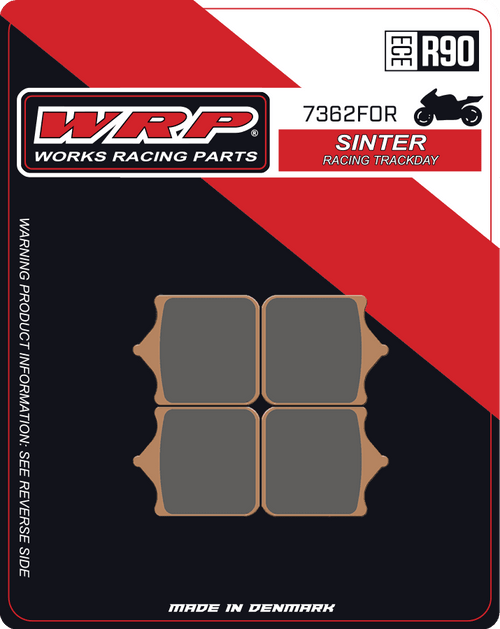 WRP Brake Pads Sinter Racing / Trackday 7362 F0R
Fitment
Same as SBS 762 RST / RS
Aprilia RSV 1000 Mille/R/Pista/Nera (2001-2007)
Ducati 748 S/R (2001-2002)
Ducati 749 S/R (2003-2007)
Ducati 996 R (2001+)
Ducati 998 R (2002+)
Ducati 999 S/R (2003-2007)
Husqvarna 701 Supermoto
KTM 690 SMC R (All Years)
MV Agusta F4 R 1000 (2006-2007)
Discacciati FDRT100 Radial 4-Piston Calipers (100MM)
Discacciati FDRT108 Radial 4-Piston Calipers (108MM)
Equivalent to Galfer 262
Equivalent to Vesrah VD-986
Equivalent to EBC FA322