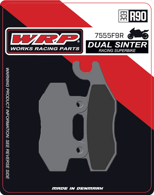 WRP Brake Pads Dual Sinter DS Racing Superbike 7555 F9RFitment
Fitment
Same as SBS 955 DS-1 / DS
Kawasaki Ninja ZX-4RR
Kawasaki Ninja 500
Kawasaki Ninja 400