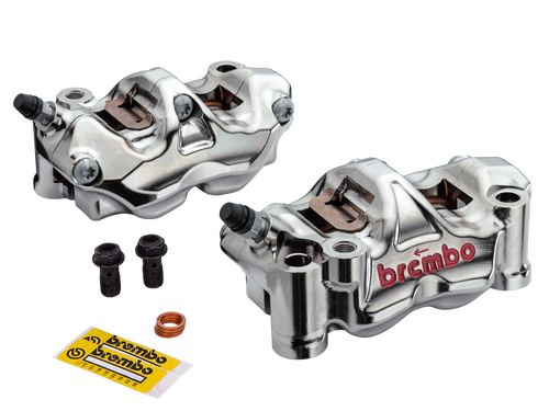 Brembo 108mm GP4-RX Billet Caliper Set Front Nickel/Red