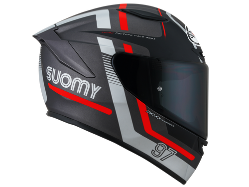 Suomy "Track-1" Helmet Ninety Seven Matte Gunmetal/Red Size XS