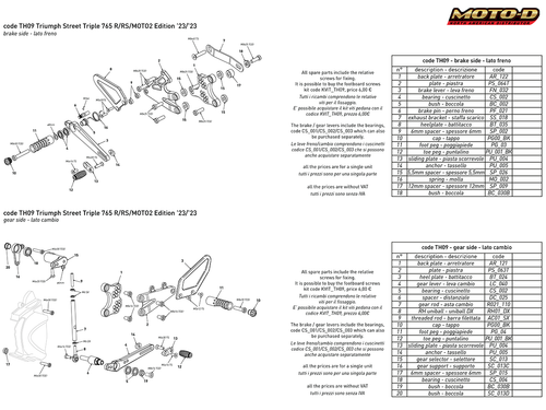 Bonamici Triumph Street Triple 765 R/RS Moto2 Rearsets (2023+)