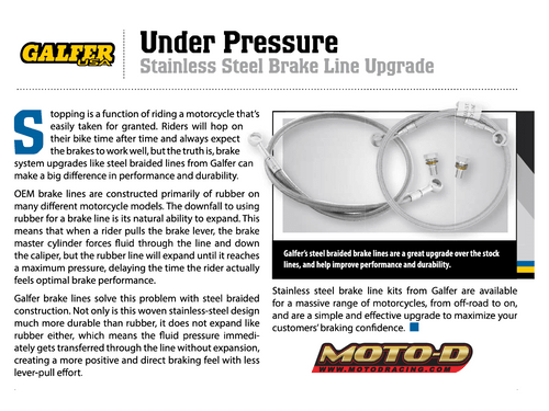 Galfer Ducati 848 EVO Stainless Steel Front Brake Line Kit (2 Lines)