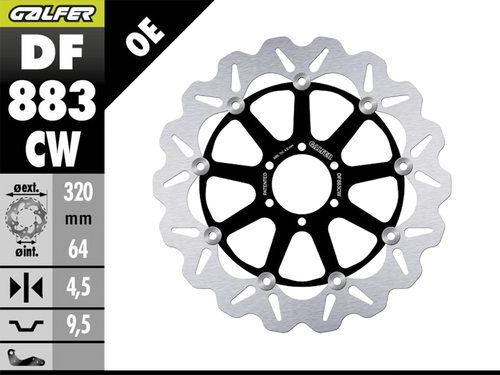 Galfer Aprilia Dorsoduro 1200  Front Brake 320mm Floating Wave Rotor (12-16) (DF883CW-A) Galfer Aprilia Dorsoduro 1200  Front Brake 320mm Floating Wave Rotor (12-16) (DF883CW-A)
